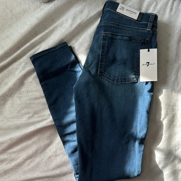 7 For All Mankind Dark Blue Skinny Jeans - Picture 1 of 3